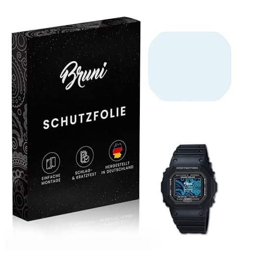 Bruni Película Protectora Compatible con Casio GW-5000U-1ER Protector Película, Claro Lámina Protectora (2X)