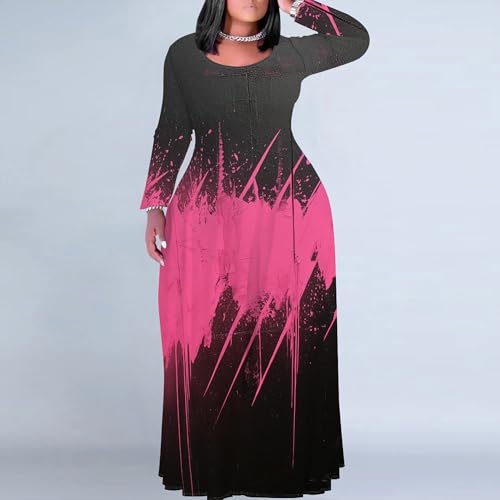 Image of PinkPatty Women's Plus Size Long Sleeve Maxi Dresses T Shirt Boho Fall Dress with Pockets