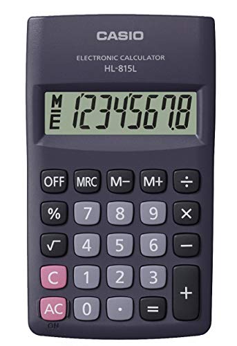 Casio HL-815L-BK-W Portable Type Calculator with 8-Digit Extra Big Display