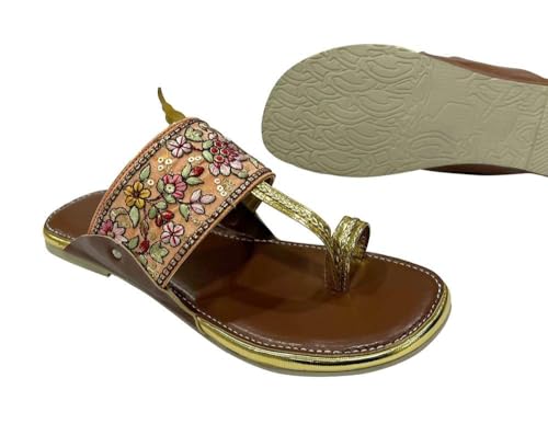 Step n Style Kolhapuri Chappal For Women's Indian Flat Flip Flop Kolhapuri Sandals For Women Ethnic s Casual Mojaris by Step n Style - Used condition - Image 5