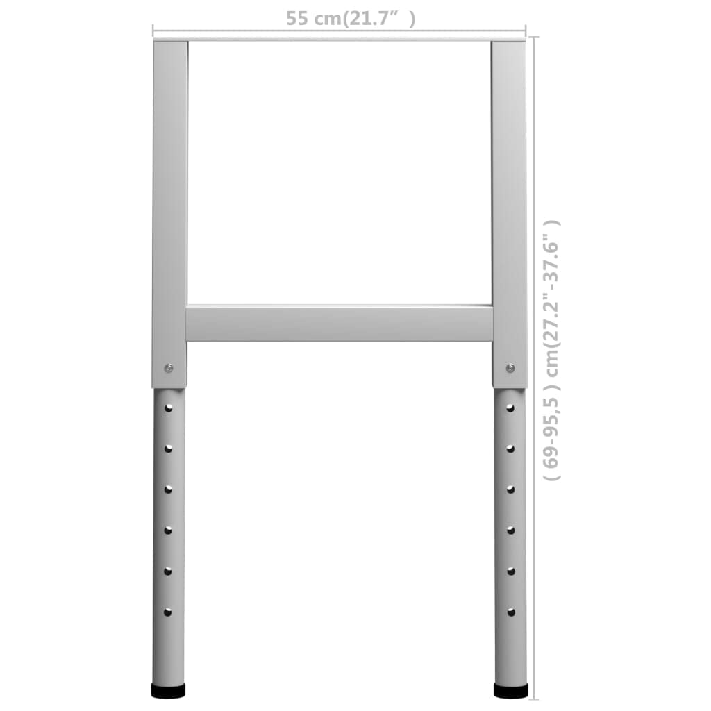 vidaXL 2X Cadres d'Etabli Réglables Cadres de Banc de Travail Cadres de Table de Travail Supports de Table Métal 55x(69-95,5) cm Gris