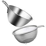 Uonlytech Edelstahl Sieb mit Griff Feines Küchensieb Spülmaschinenfest Multifunktionales...