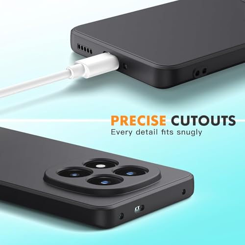 Image of DIZORO Compatible with Mi Redmi Note 15 Pro Plus 5G Back Cover with Upgraded Square Edges for Camera Protection Shockproof Flexible Matte Liquid Silicone Mobile Phone Case - Black