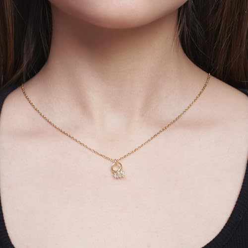 Image of SALTY Anti Tarnish Promise Ring Pendant Necklace for Women | Stylish Locket Chain | Fashion Jewellery Accessories for Girls | Minimal Jewelry | Ideal for Gifting | Marriage, Birthday | Gift for Valentine Day