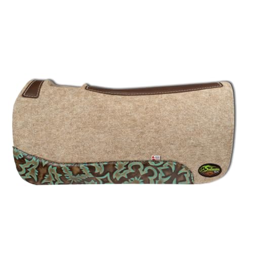 The Montana 100% Extra Fine Wool Made in the USA Saddle Pad by Southwestern 3/4" or 1" Thick and Designer Wear Leather