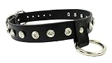 Evil Wear Nieten Halsband Glitzer Strass besetzt mit Ring
