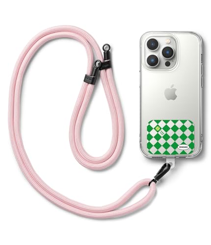 Image of Ringke Holder Link Strap with Graphic Design TPU Tag, Adjustable Crossbody Polyester Rope Lanyard Compatible with Universal Smartphone Case - Tennis Club