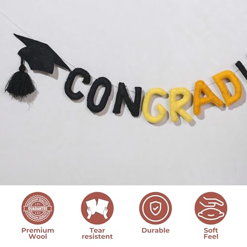 Image of Folkulture Congratulations Banner (6 ft)|Premium Wool Congrats Grad Banner for Middle & High School 2026 Graduation Decorations |Congratulations Felt Garland for Class of 2026 College Graduation Party