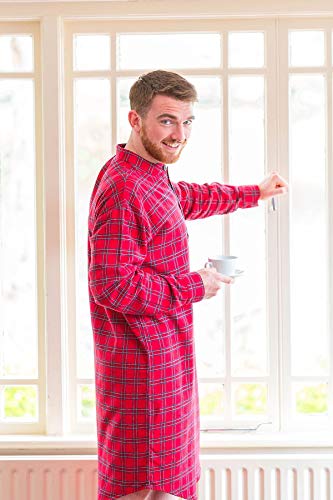 Lee Valley Men's Genuine Irish Cotton Flannel Nightshirt (Medium, Lv27 Red Tartan) #TOP4