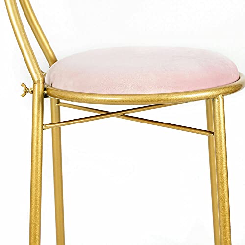 Gdrasuya10 Butterfly Bow Tie Pink Vanity Makeup Chair Gold Lounge Chair Velvet Cushion Metal Frame Dresser Seat With Butterfly Backrest, Whole Height 32.28 Inch (Light Pink) #TOP5