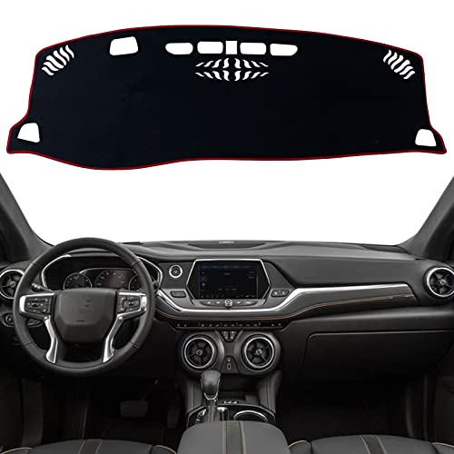 KEEGTBOX Dash Mat Cover Custom Interior Center Console Compatible with Chevrolet Blazer SUV 2019 2020 2021 2022 Dashboard mat Covers Internal Accessories (Red Trim)