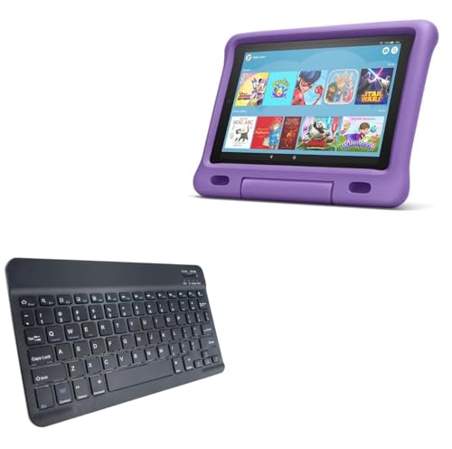 BoxWave Keyboard Compatible with Amazon Fire 10 Kids Edition (9th Gen 2019) - SlimKeys Bluetooth Keyboard, Portable Thin with Chiclet-Style Keys - Jet Black