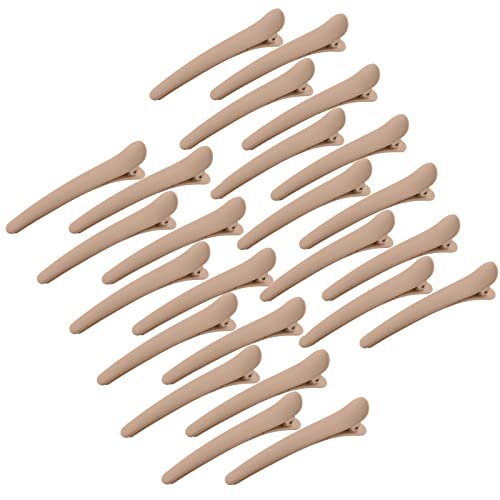 YISSION 24 PCS Hair Clips for Styling Sectioning - 3.1 Inch Matte Alligator No Crease Duck Bill Hair Clips & Barrettes for Women Girls, Khaki
