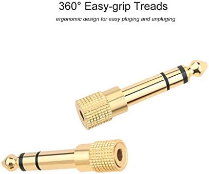 Valefod Stereo Audio Adapter 6.35mm (1/4 inch) Male to 3.5mm (1/8 inch) Female Headphone Jack, 5 Pack