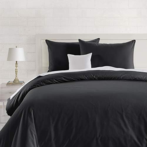 Amazon Basics Cotton Light Duvet Cover Set - 200 x 200 cm / 50 x 80 cm, Black