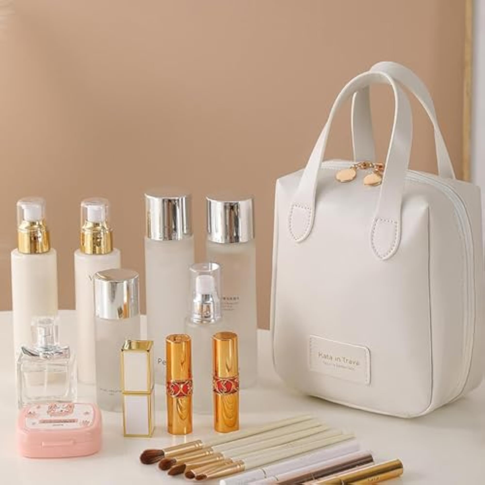 Large Capacity Leather Cosmetic Bag for Women