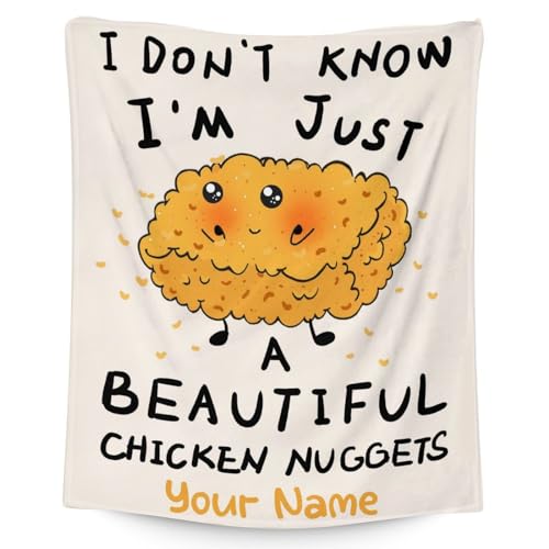 Mercuryelf Custom Chicken Nugget Blanket - Soft, Fuzzy & Warm - 50x60 Inches Flannel Throw Blankets for Living Room, Sofa - Beige Cute Throws Gift for Teens