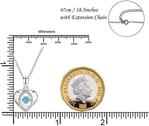Maggidea Crystal Necklaces, Beating Heart Blue Diamond Love Heart Pendant Necklaces for Women Gifts for Her Romantic Shiny Jewellery for Wife Girlfriend Women Girls Ladies