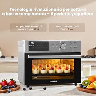 Friggitrice ad aria calda XXL 1800W, fornetto elettrico con ventilazione, forno elettrico per pizza 21 in 1 con timer, Dual Cook, friggitrice ad aria, grigliatura e cottura al forno