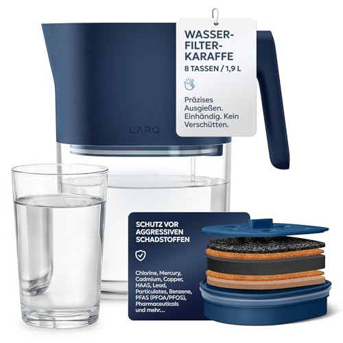 LARQ Wasserfilter-Karaffe 1,9 L – Nano Zero Filter entfernt Chlor, Blei, PFAS & mehr – Monaco Blue