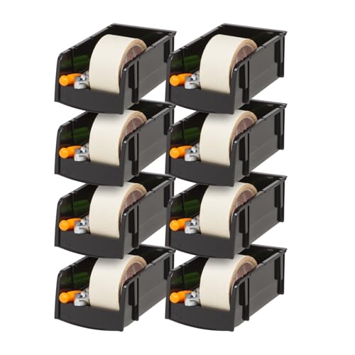 Image of IRIS USA Small Stackable Storage Bins, 8-Pack, 7.5 x 4.5 x 3 inch, |Made in USA|, Plastic Open Front Shelf Bin for Organizing Parts, Hardware, Tools, Supplies, Garage Shelf, Pantry - Black