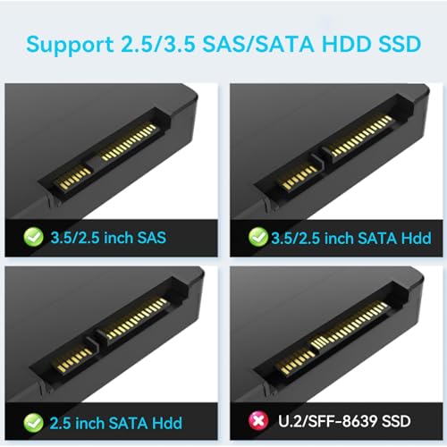 Image of ANYOYO SAS to USB 3.0 Adapter, 2.5 /3.5 inch External SATA /SAS Enclosure USB-A /C Cable, HDD SSD Enclosure with 12V /2A Power Adapter, Support up to 18TB