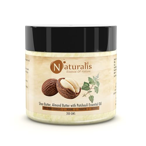 Image of Naturalis Shea Butter | Unrefined Shea Butter with Patchouli Essential Oil 200gms | Body Butter with Deep Hydration, Soft Skin, Nourished Glow & Smooth, Revitalized Skin