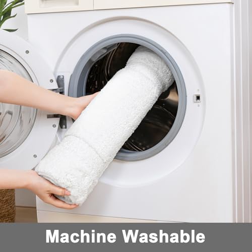 SHACOS White Bathroom Rugs Sets 2 Piece, 20"x32" Non Slip Bath Mat and 20"x24" Toilet Rugs U Shaped Washable, Soft Fluffy Water Absorbent Bath Mat Set of 2 by SHACOS - Used condition - Image 6