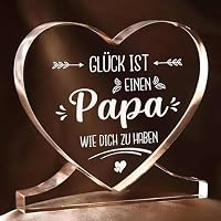 Papa Geschenk, Geburtstagsgeschenk für Papa von Tochter & Sohn – Herz Acryl Dekoration, Bester Papas Geschenke, Geschenk Papa Geburtstag, Geschenke für Väter zum Geburtstag, Vatertag (Transparent)