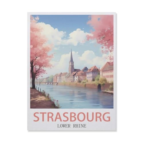 1000Pcs，Strasbourg Lower Rhine，Jigsaw Adult Decompression Game Puzzle Students Toy for Children Christmas Birthday Gifts（75x50cm）-GM45