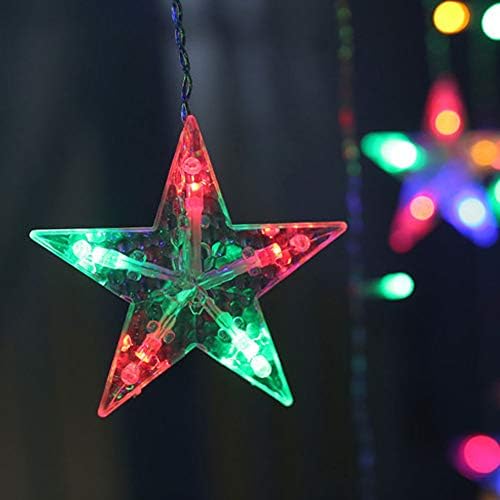 shsyue Christmas Window Lights Star Curtain Lights, Christmas Lights Decorations Indoor,12 Stars 138 LED Curtain String Lights for Bedroom Wall Wedding Party,USB Operated 8 Flashing Modes-Multicolor