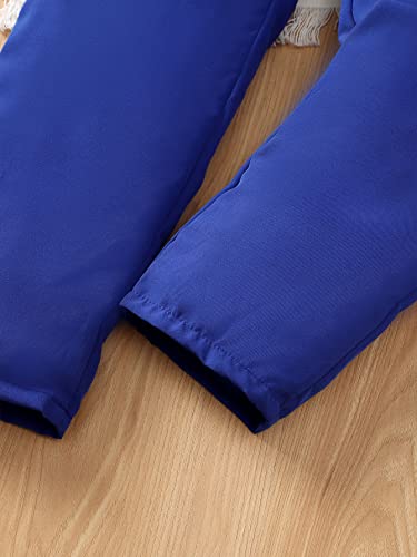 Oyoangle Girl's Casual Summer Sleeveless Spaghetti Strap Belted Waist Cami Jumpsuit Pants Romper Royal Blue 10Y #TOP4