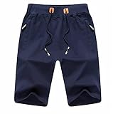 STICKON Men's Casual Fashion Shorts - Breathable Big and Tall With Drawstring, Zipper Pockets, and Elastic Waist - Bluenew 3XL