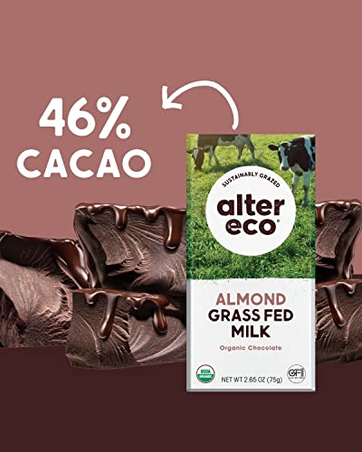 Alter Eco | Milk Chocolate Bars | Pure Dark Cocoa, Fair Trade, Organic, Non-Gmo, Gluten Free (12-Pack Grass Fed Milk Chocolate - Salted Almonds) #TOP1