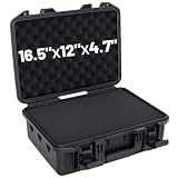 Hard Carrying Case,Shockproof Storage Box with Customizable Foam,Portable Protective Tool Box for Microphone,Recorder,Electronics,Tools,Cameras,Equipment and More,16.5"x12"x4.7"
