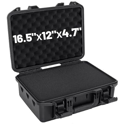Hard Carrying Case,Shockproof Storage Box with Customizable Foam,Portable Protective Tool Box for Microphone,Recorder,Electronics,Tools,Cameras,Equipment and More,16.5"x12"x4.7"