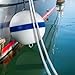 Tellegloww Moor Mooring Buoy for Boat White Ball with Reflective Blue Stripe Attractive Illuminated Buoy (15 Inch)