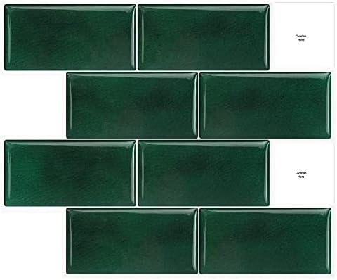 Kylly Peel and Stick Backsplash for Kitchen Wall Decor, Peel and Stick Tile Stickers Stick On Vinyl 3D Green Subway Tile Bathroom Tiles for Accent Wall Peel and Stick Wallpaper 10x12" (10 Packs)