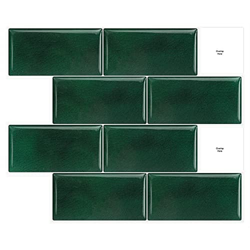 Kylly Peel And Stick Backsplash For Kitchen Wall Decor, Peel And Stick Tile Stickers Stick On Vinyl 3D Green Subway Tile Bathroom Tiles For Accent Wall Peel And Stick Wallpaper 10X12" (10 Packs) #TOP24