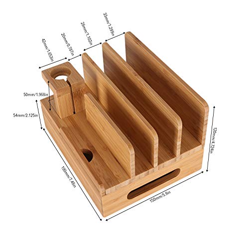 Mozowo Bamboo Wood Multi-Device Desktop Charging Dock Station Charger Holder Cradle Stand Compatible Iphone Xs Max Xr X 8 7 6 6S Plus Ipad Mini Pro Air Apple Watch/Iwatch 2 3 4 Samsung Smartphones #TOP5