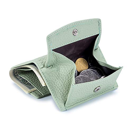 Small Wallet For Women RFID Leather Compact Card Wallets Womens Thin Front Pocket Purse (Light Green)2