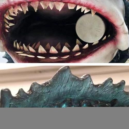 Shitafe Hai- Wandmontierte Trophäenskulptur, Wandmontierte Hai- Trophäe- Wandrealistische Hai- Dekorationsstatue- Gruselige große Hai- Skulptur, Kunstdekoration für Zuhause, Wohnzimmer, Schlafzimmer-7