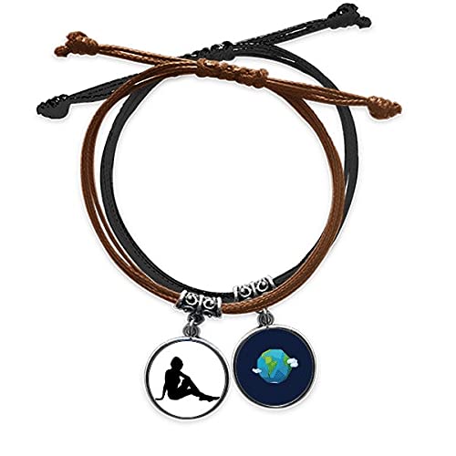 Pulsera bonita silueta mujer en cuero genuino y cuerda de alta costura