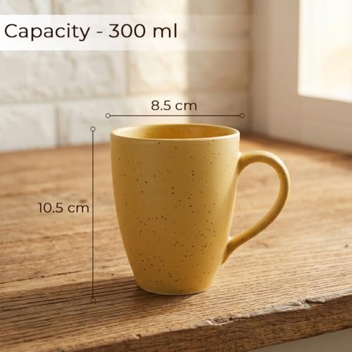 Image of The Earth Store Mustard Marble Matte Coffee Mug - 300ML Ceramic Coffee Mugs Set of 2 | Microwave & Dishwasher Safe Mugs for Gift | Home | Office | Restaurant | Daily Use Tea Mug