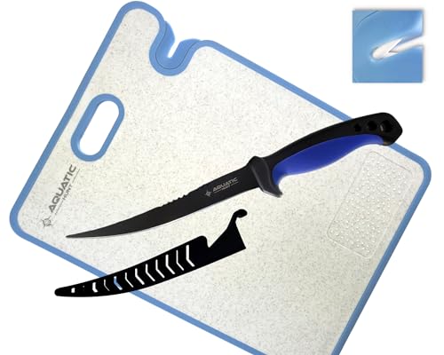 Pro 3-in-1 Set: 6.5” Fish Fillet/Boning Knife - 12” Non-slip Cutting Board - Ceramic Knife Sharpener
