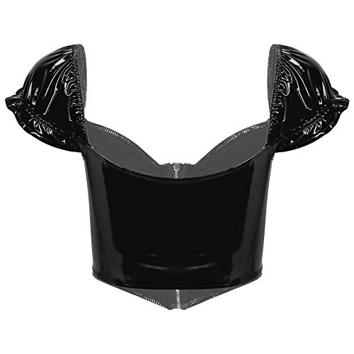 Nachthemden Ondergoedvrouwen Hals Korte Bladerdeeg Mouw Crop Tops Ruches Tank Top Bustier Rits Lederen Femme Corset Mode Club Wear - Image 3
