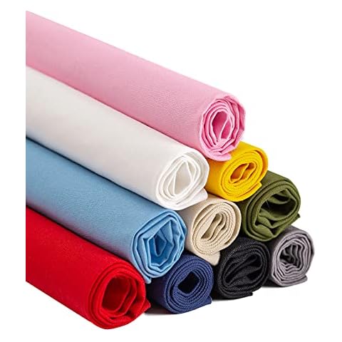 10PCS Cotton Needlework Fabric, 10 Colors Embroidery Fabric Cross Stitch Cloth for DIY Crafts Arts Curtain Tablecloth, Square Handmade Sewing Cloth Hobby Fabric, 25 x 25 cm Cover