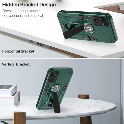 Image of Vaku Luxos Valor Military Grade Back Cover Case for OnePlus Nord CE 2 5G with Built-in Kickstand Magnetic Shockproof Protective Cell Phone TPU Case- Green