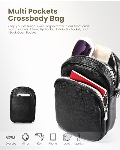 befen Genuine Leather Small Crossbody Bags for Women Trendy Travel Cell Phone Wallet Purses with RFID Blocking Card Slots3