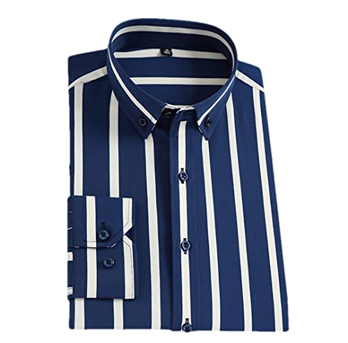 Chemise habillée à rayures Niiyyjj pour homme sans poche